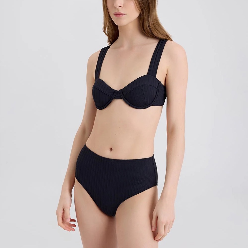Solid & Striped High-Waisted Black Bikini Bottom